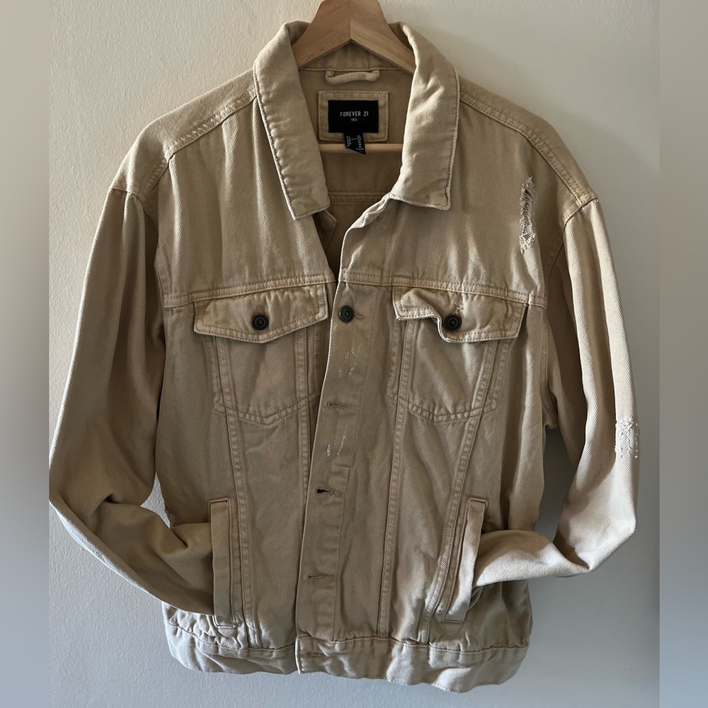 Men Jean Beige Jean Jacket
